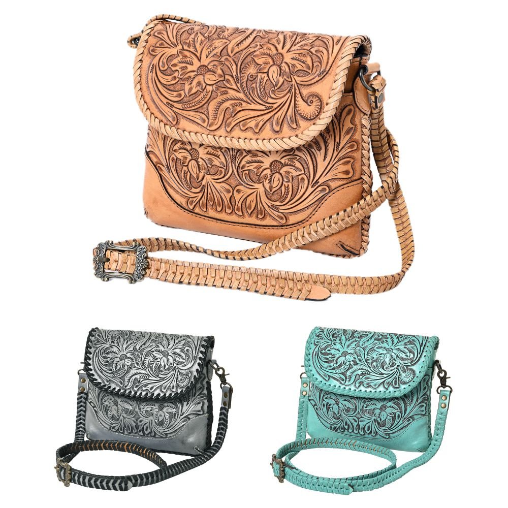 American Darling Small Crossbody Hand Tooled Genuine Leather