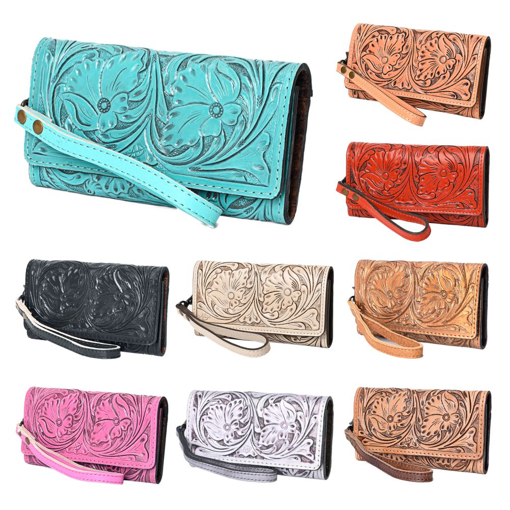 American Darling Clutch Hand Tooled Genuine Leather