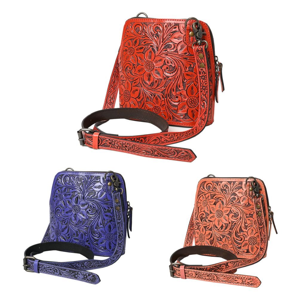 American Darling Crossbody Hand Tooled Genuine Leather