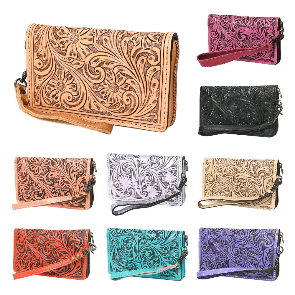 American Darling Clutch Hand Tooled Genuine Leather