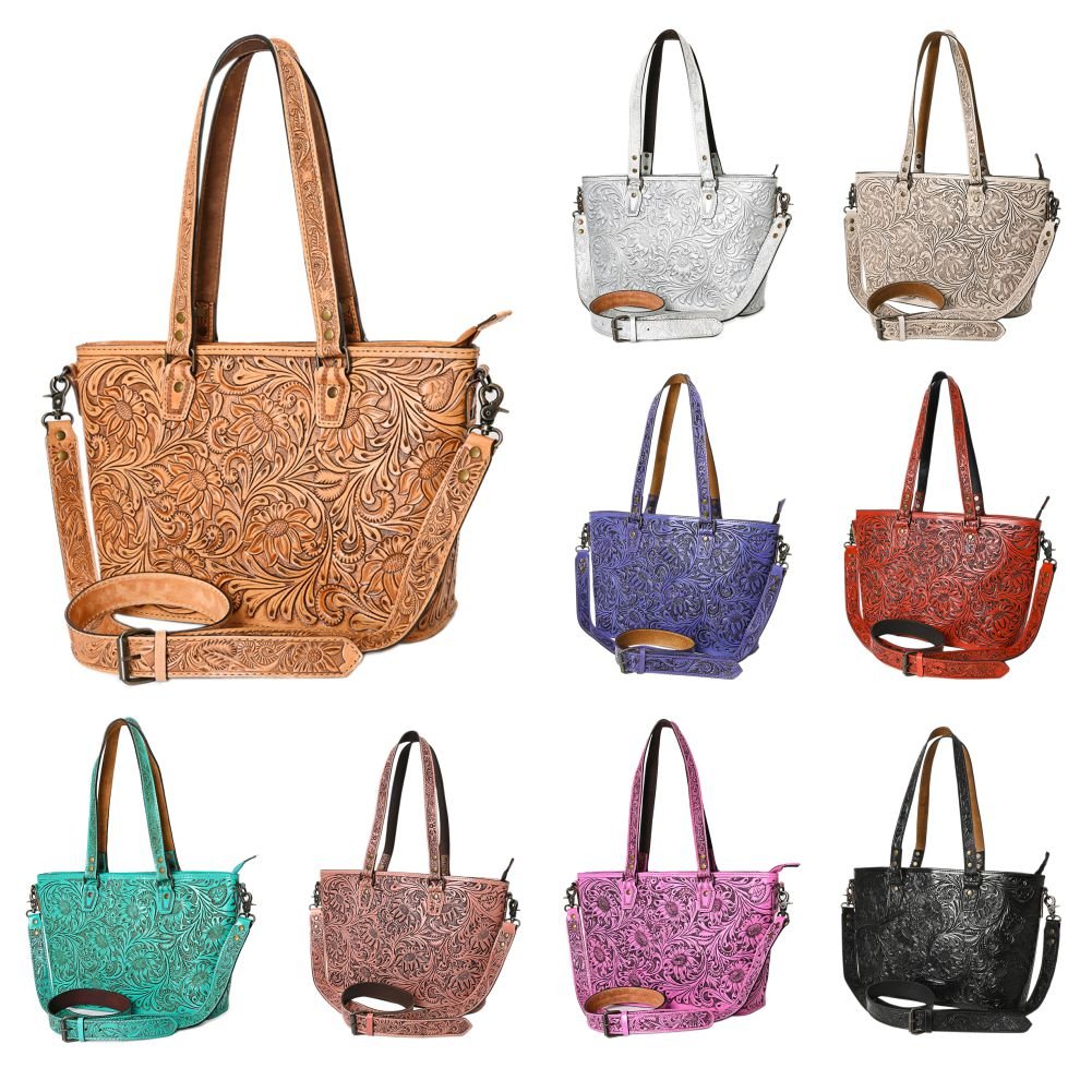 American Darling Tote Hand Tooled Genuine Leather
