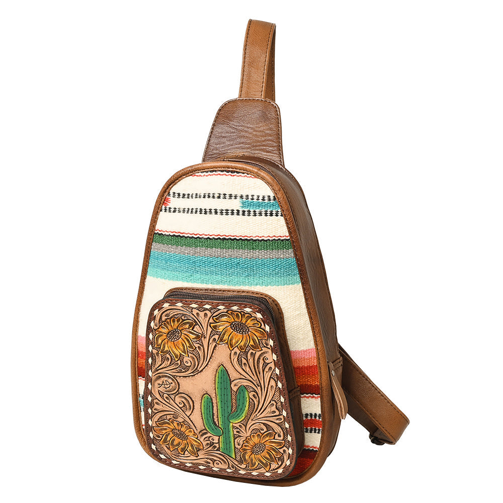 American Darling Sling Hand Tooled Saddle Blanket Genuine Leather