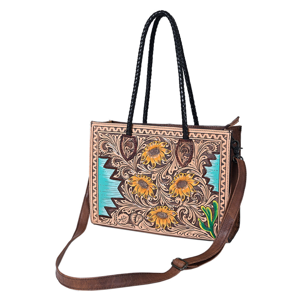 American Darling Tote Hand Tooled Genuine Leather