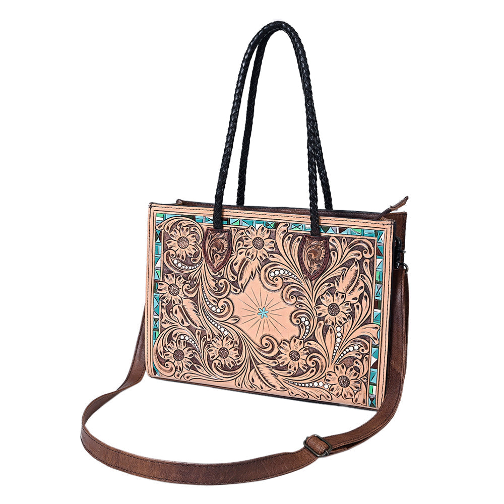American Darling Tote Hand Tooled Genuine Leather