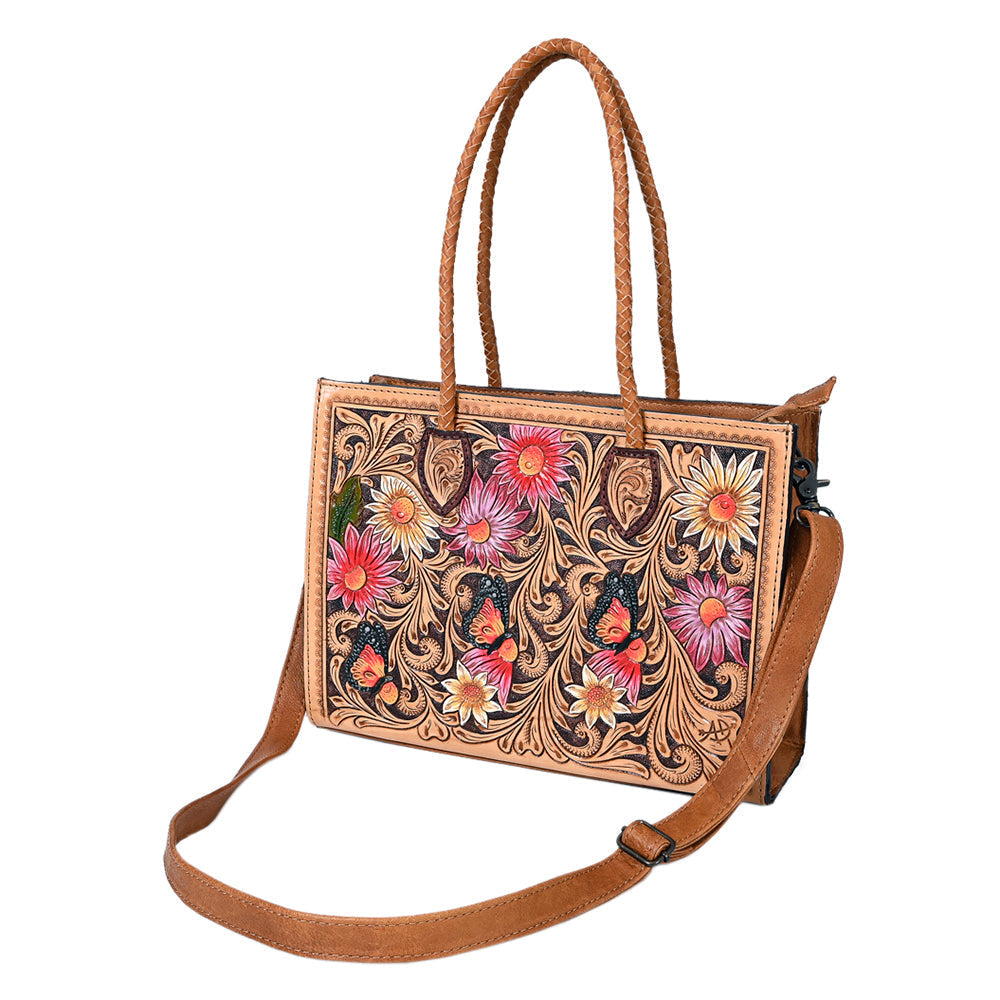 American Darling Tote Hand Tooled Genuine Leather