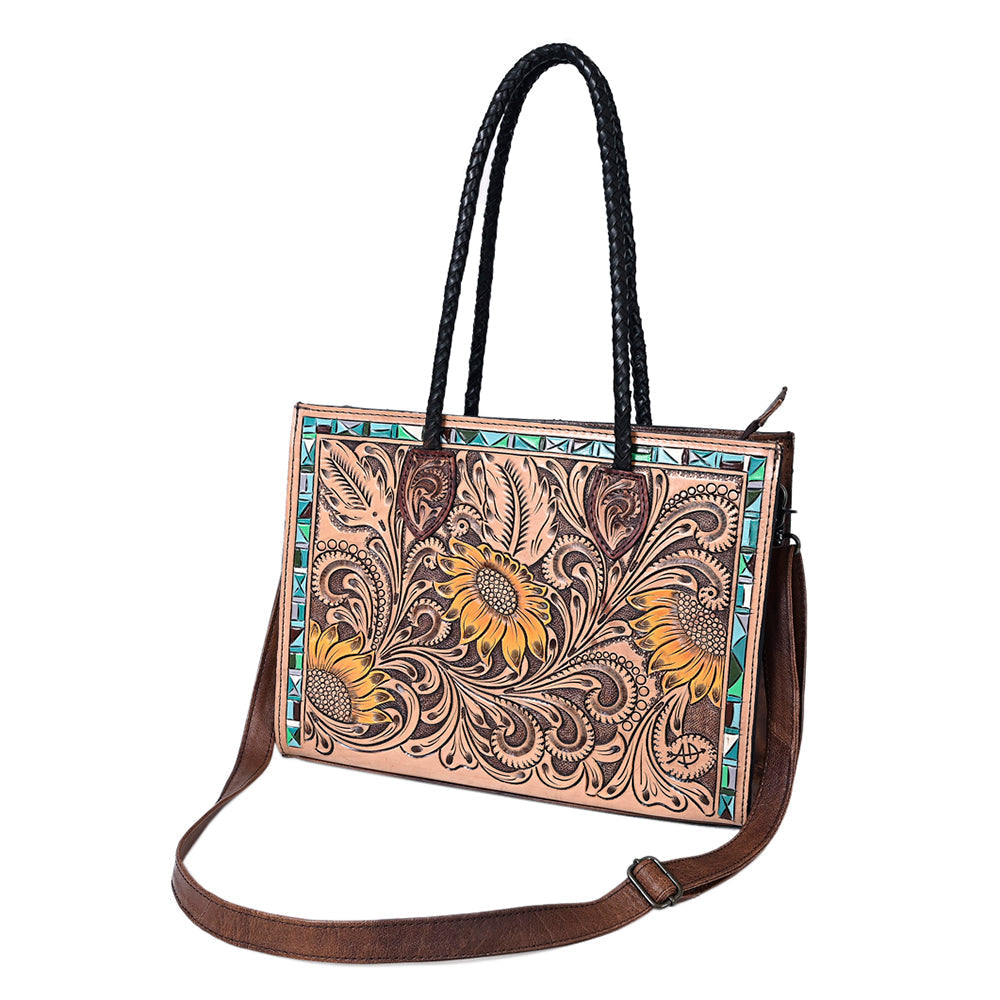 American Darling Tote Hand Tooled Genuine Leather