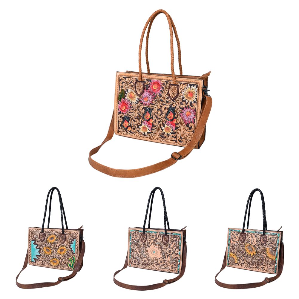 American Darling Tote Hand Tooled Genuine Leather