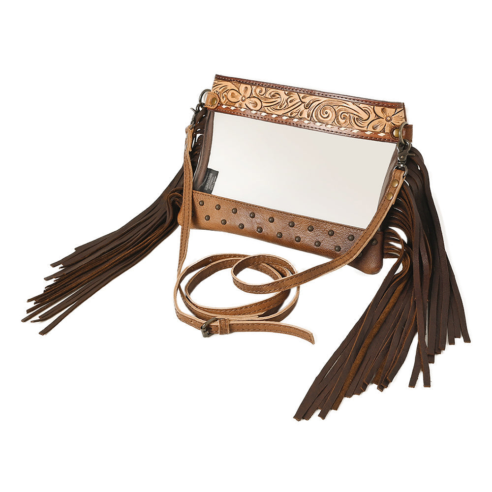 American Darling Clear Bag Hand Tooled Genuine Leather
