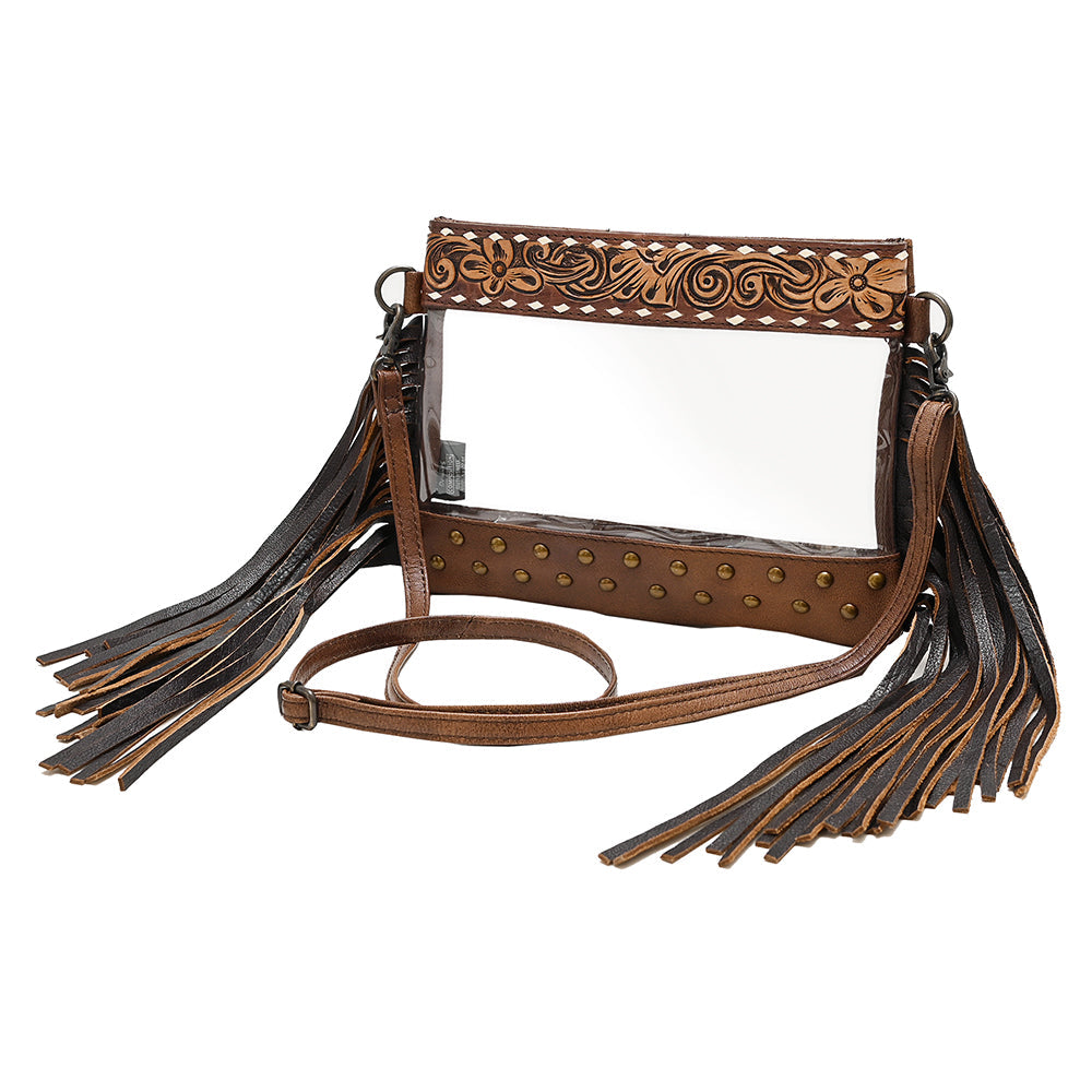 American Darling Clear Bag Hand Tooled Genuine Leather