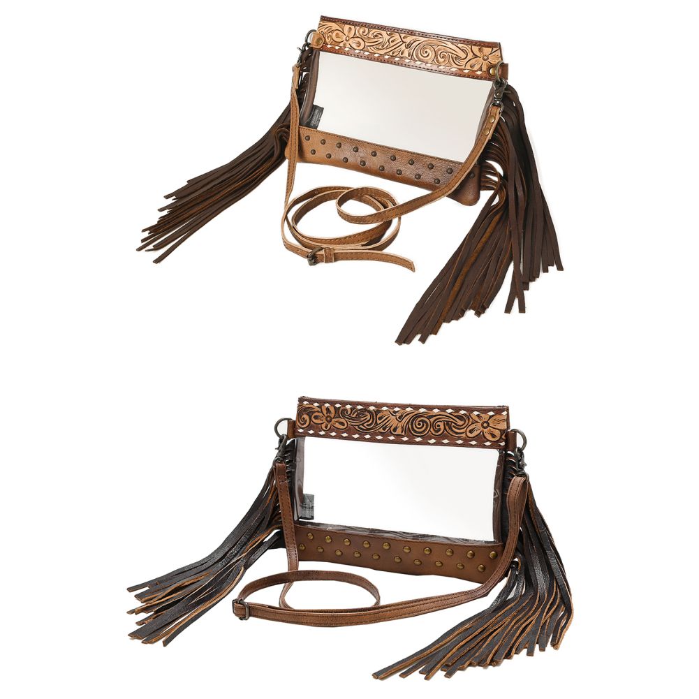 American Darling Clear Bag Hand Tooled Genuine Leather