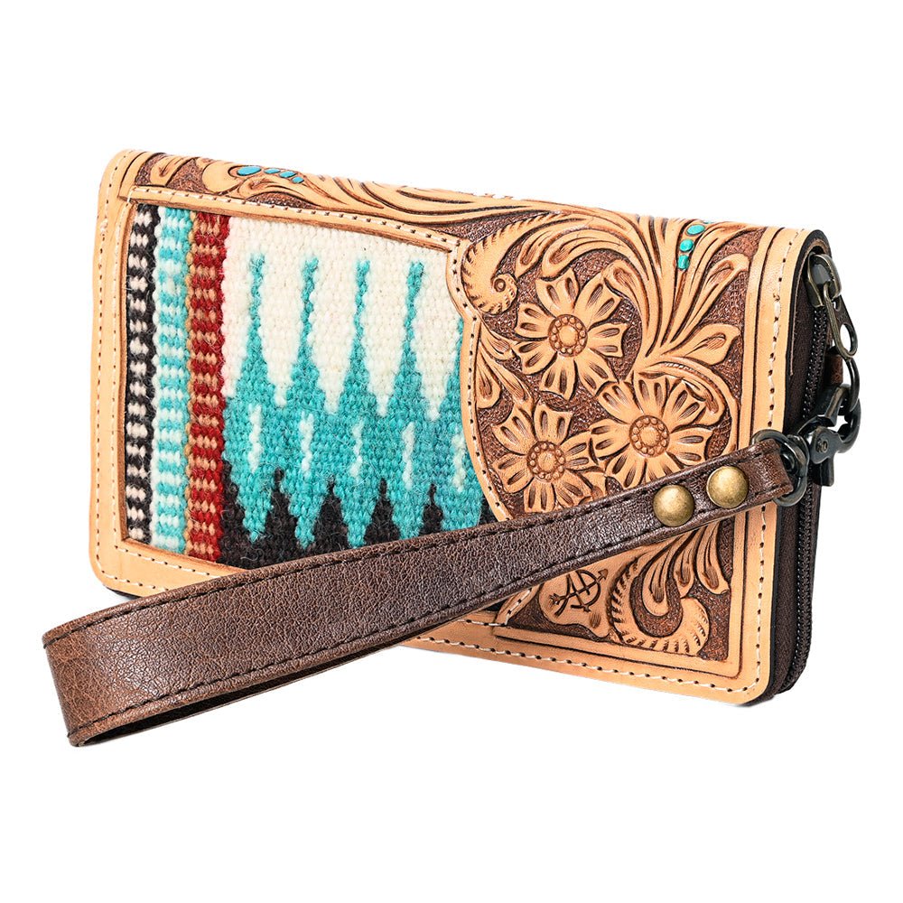 American Darling Organiser Hand Tooled Saddle Blanket Genuine Leather