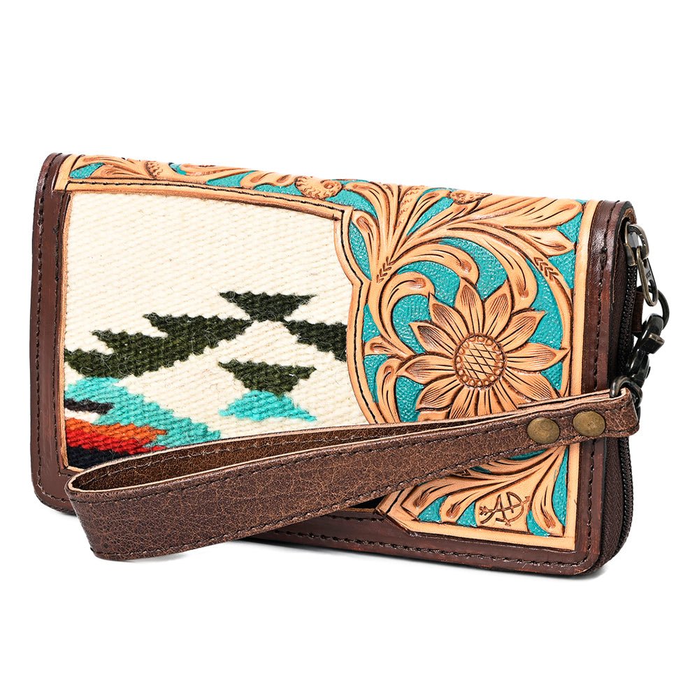 American Darling Organiser Hand Tooled Saddle Blanket Genuine Leather