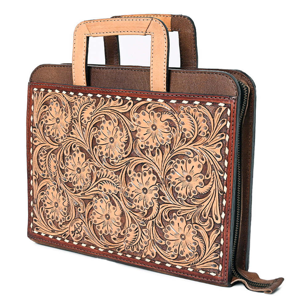 American Darling Briefcase Hand Tooled Genuine Leather