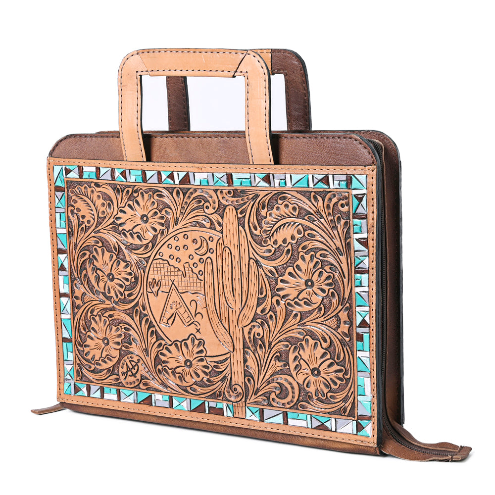 American Darling Briefcase Hand Tooled Genuine Leather