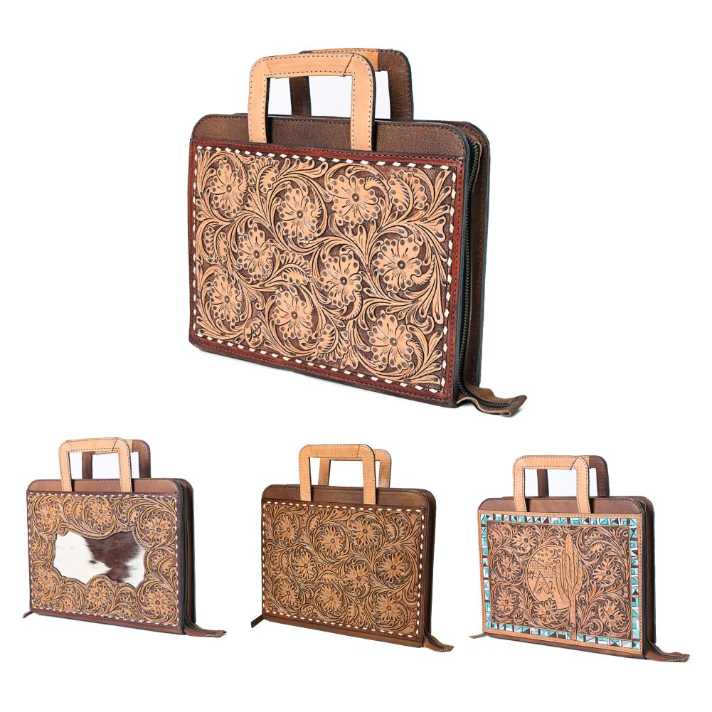 American Darling Briefcase Hand Tooled Genuine Leather