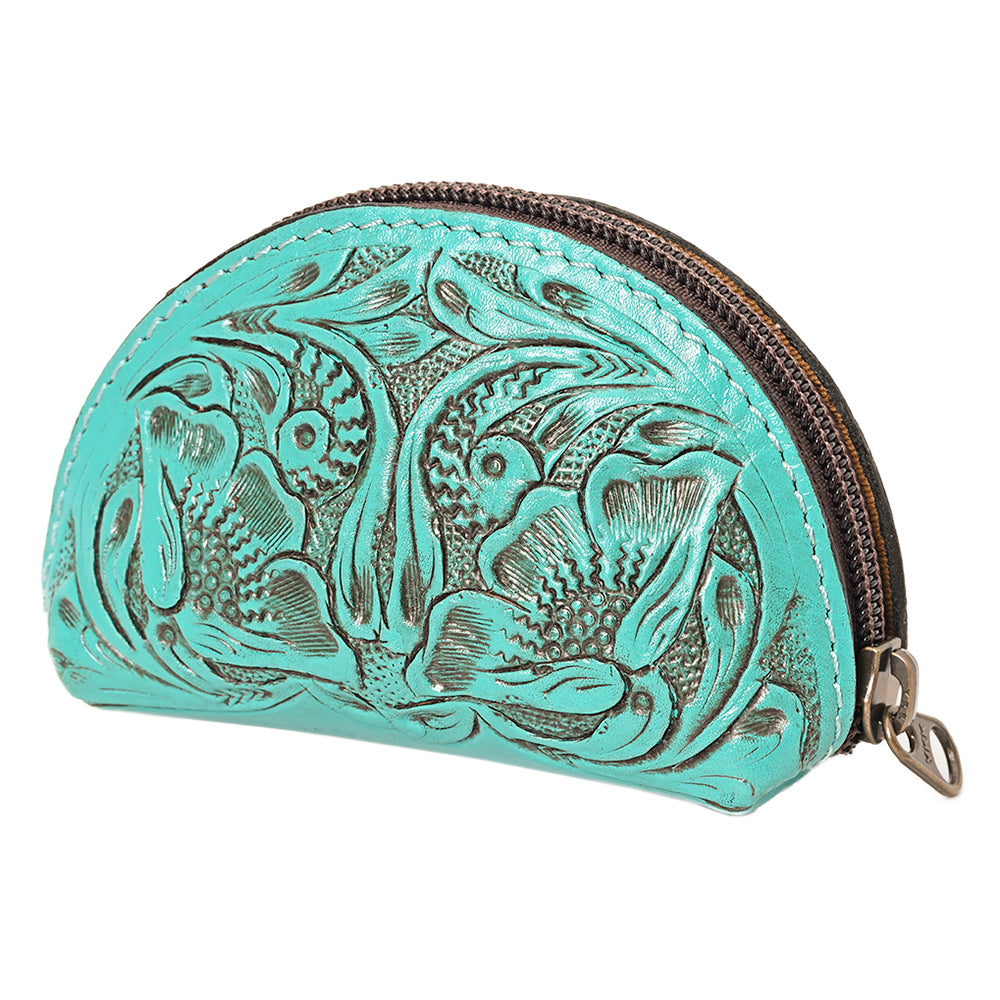 American Darling Coin Purse Hand Tooled Genuine Leather