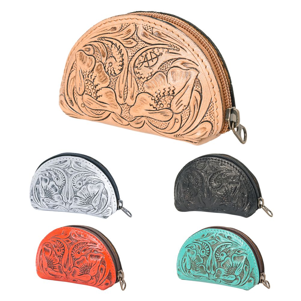 American Darling Coin Purse Hand Tooled Genuine Leather