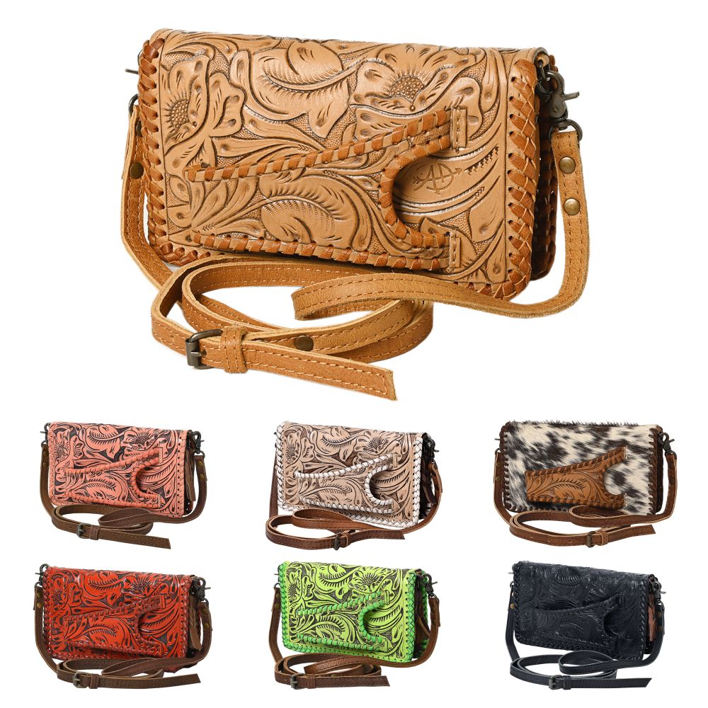 American Darling Clutch Hand Tooled Genuine Leather