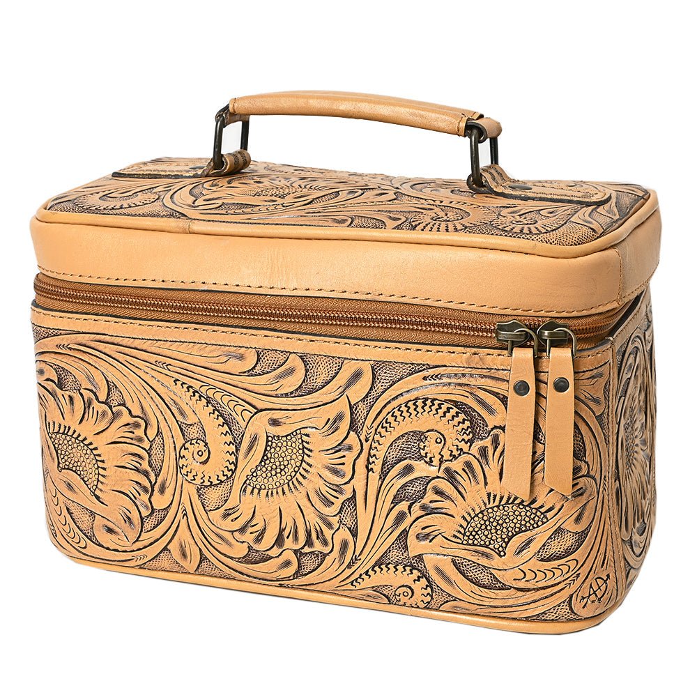 American Darling Jewelry Case Hand Tooled Genuine Leather