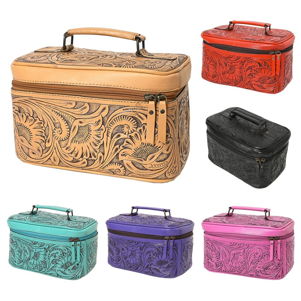 American Darling Jewelry Case Hand Tooled Genuine Leather