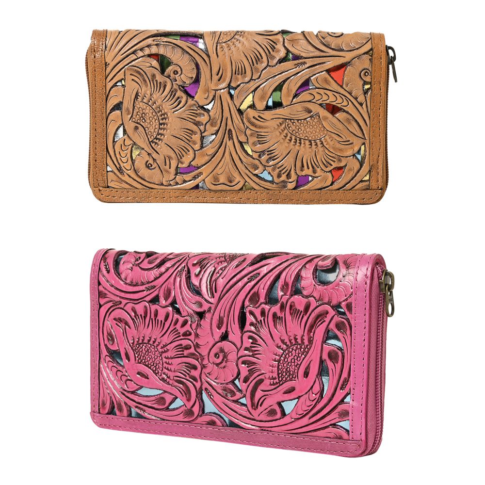American Darling Wallet Hand Tooled Genuine Leather