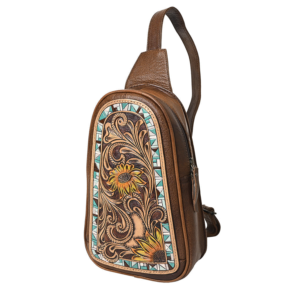 American Darling Crossbody Hand Tooled Genuine Leather