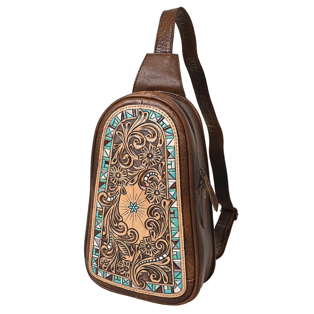 American Darling Crossbody Hand Tooled Genuine Leather