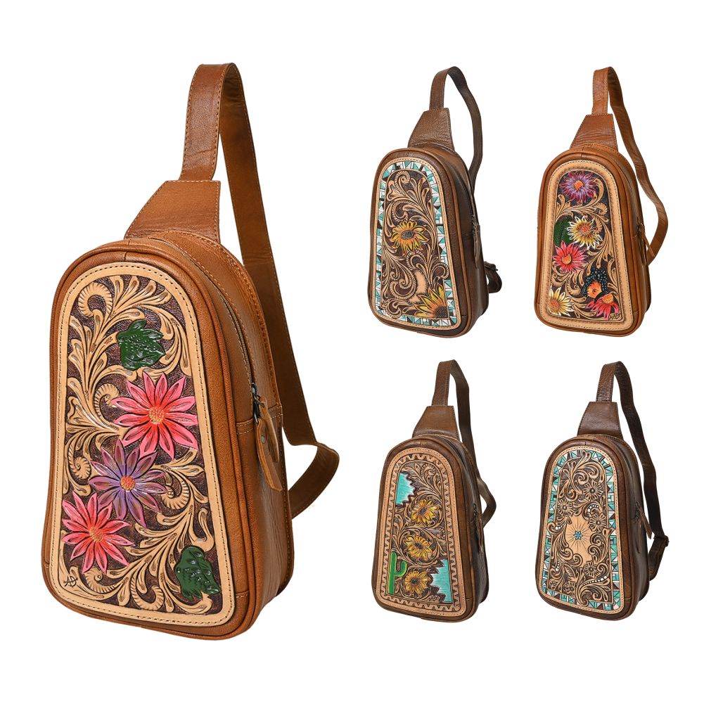 American Darling Crossbody Hand Tooled Genuine Leather