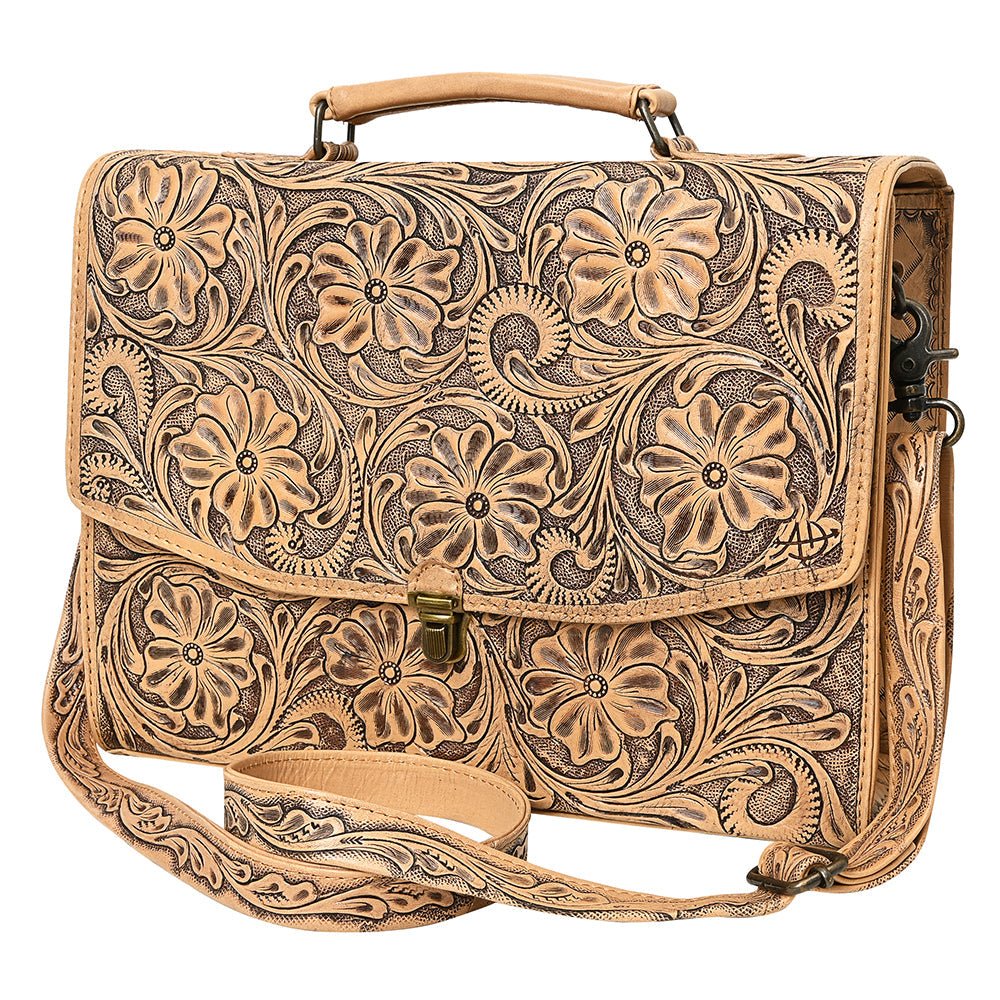 American Darling Briefcase Hand Tooled Genuine Leather