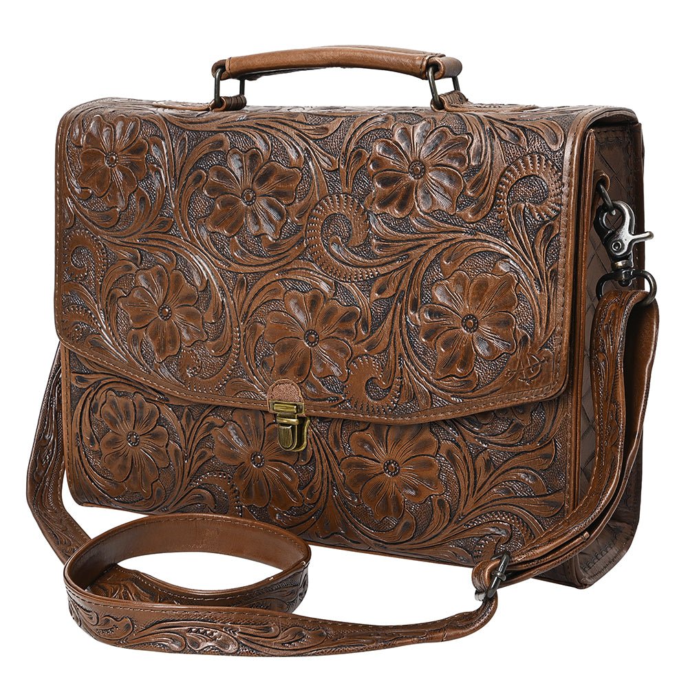 American Darling Briefcase Hand Tooled Genuine Leather