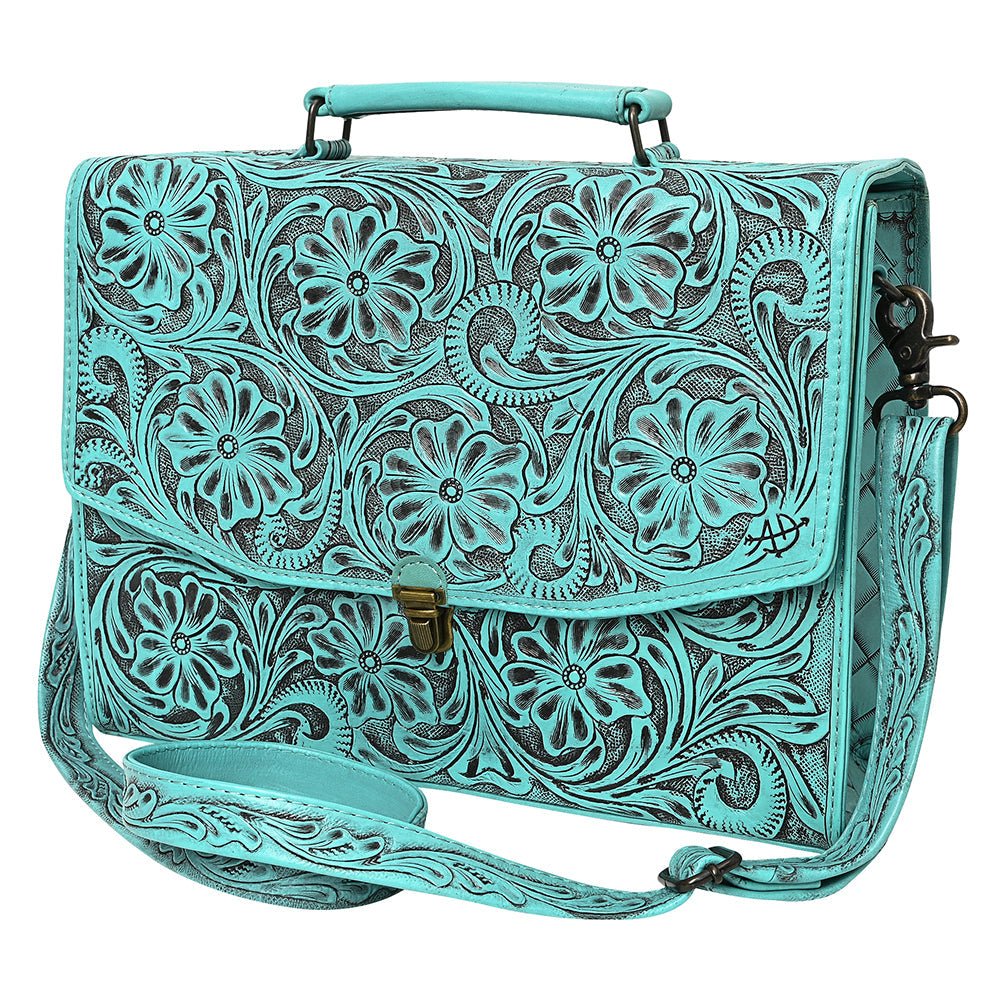 American Darling Briefcase Hand Tooled Genuine Leather