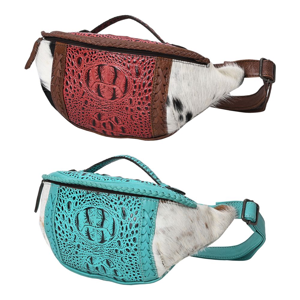 American Darling Pouch Hair-On Crocodile Embossed Genuine Leather