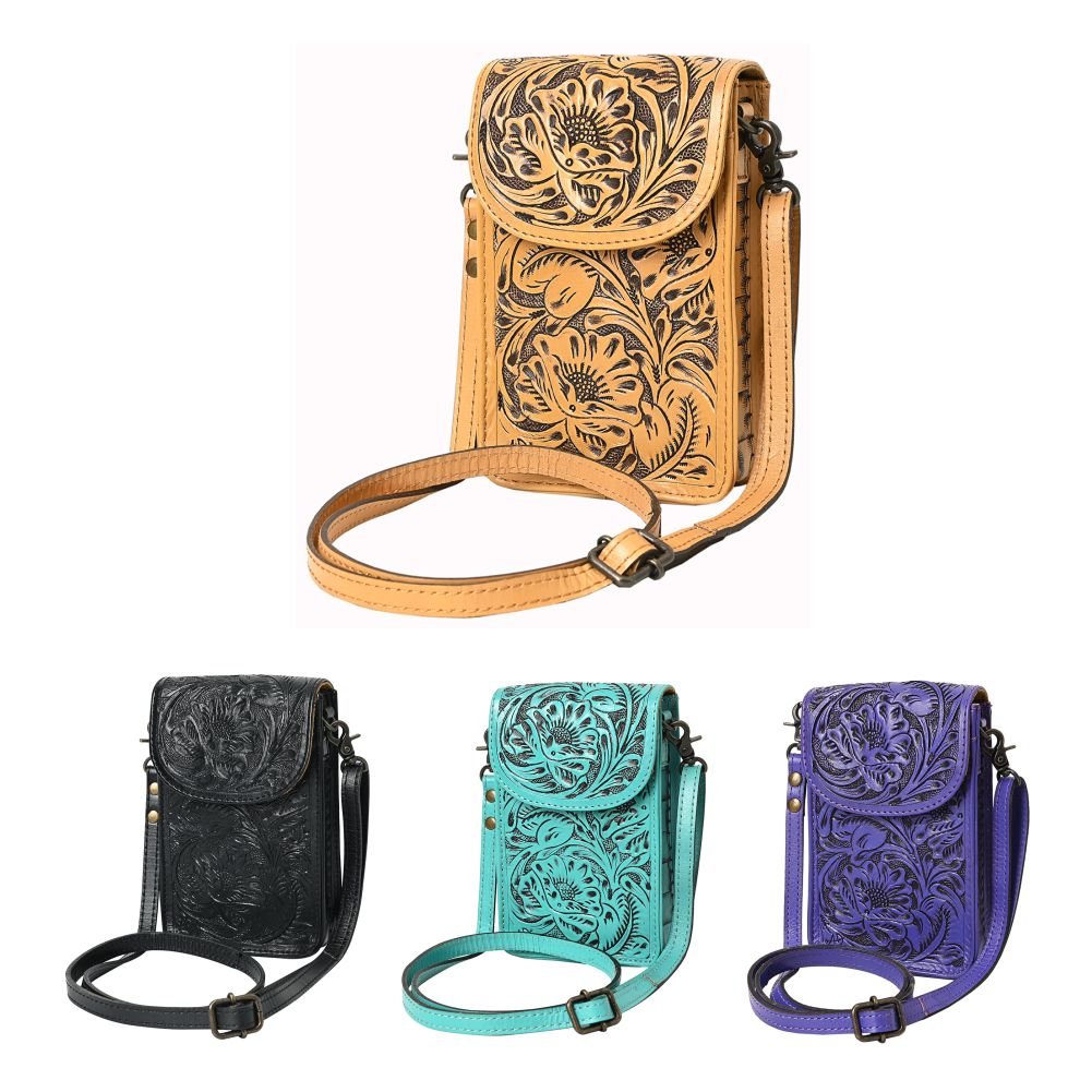 American Darling Cell Phone Holder Hand Tooled Genuine Leather