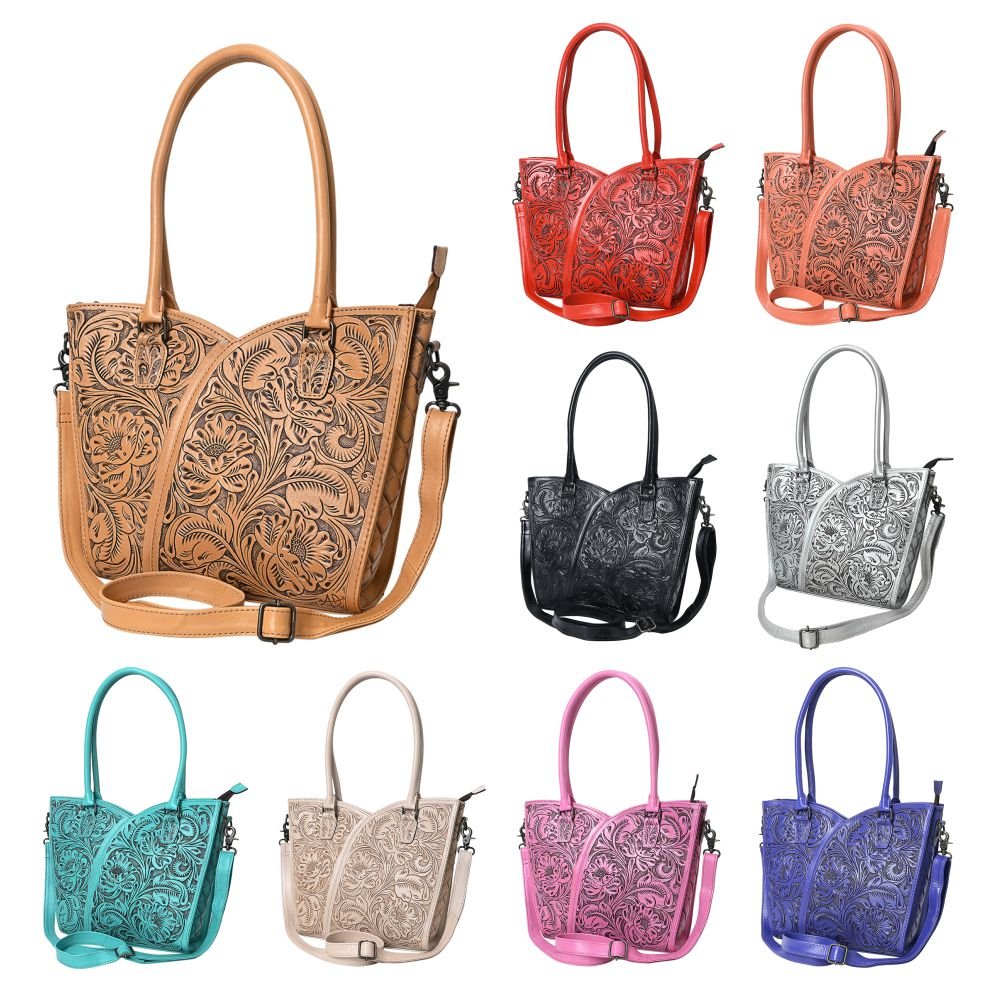 Tote Hand Tooled Genuine Leather