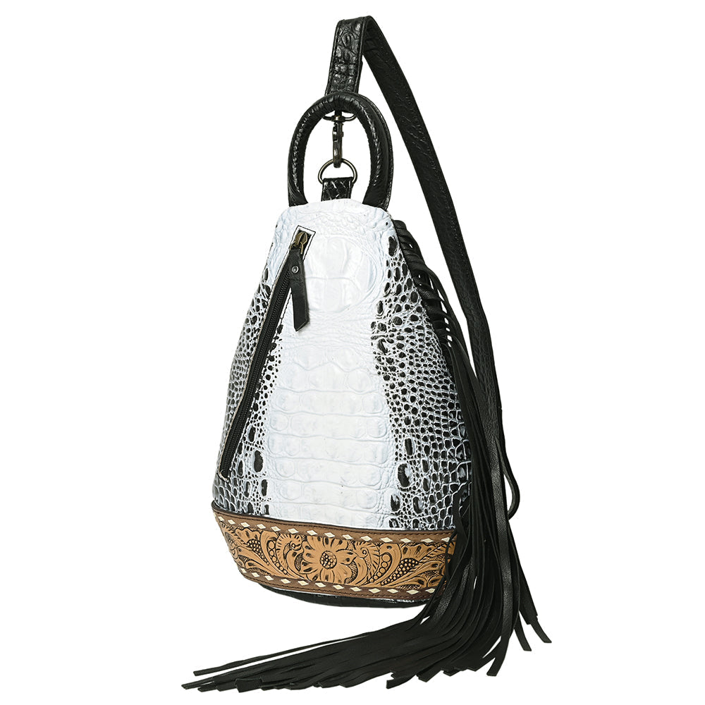 American Darling Sling Hand Tooled Crocodile Embossed Genuine Leather