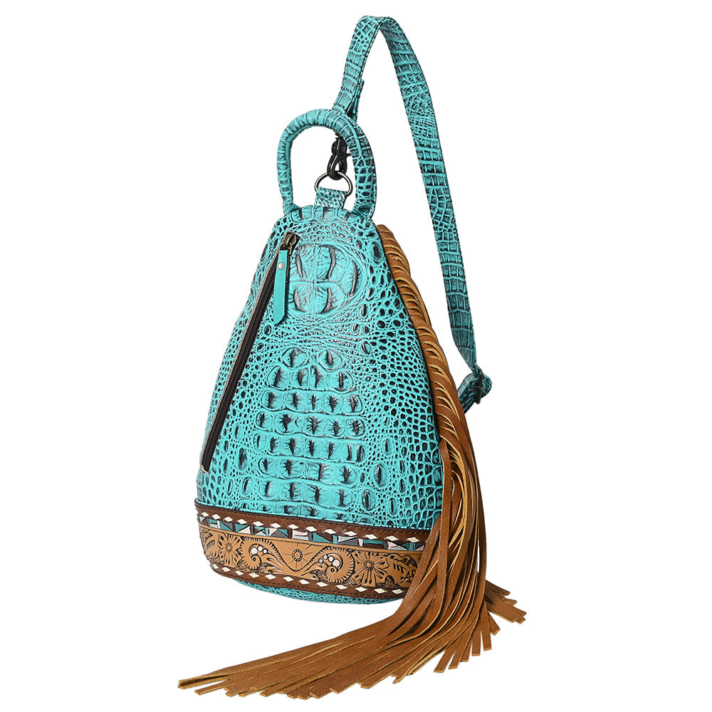American Darling Sling Hand Tooled Crocodile Embossed Genuine Leather