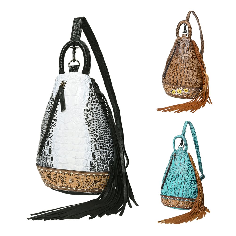 American Darling Sling Hand Tooled Crocodile Embossed Genuine Leather