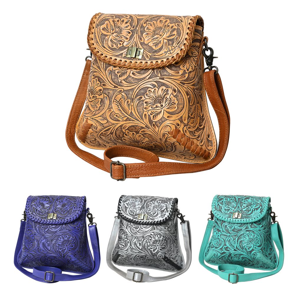 American Darling Crossbody Hand Tooled Genuine Leather