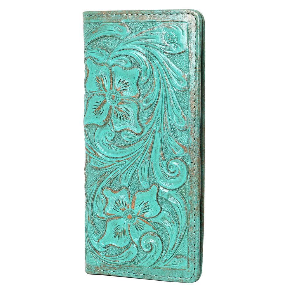 American Darling Clutch Beautifully Hand Tooled Genuine Leather