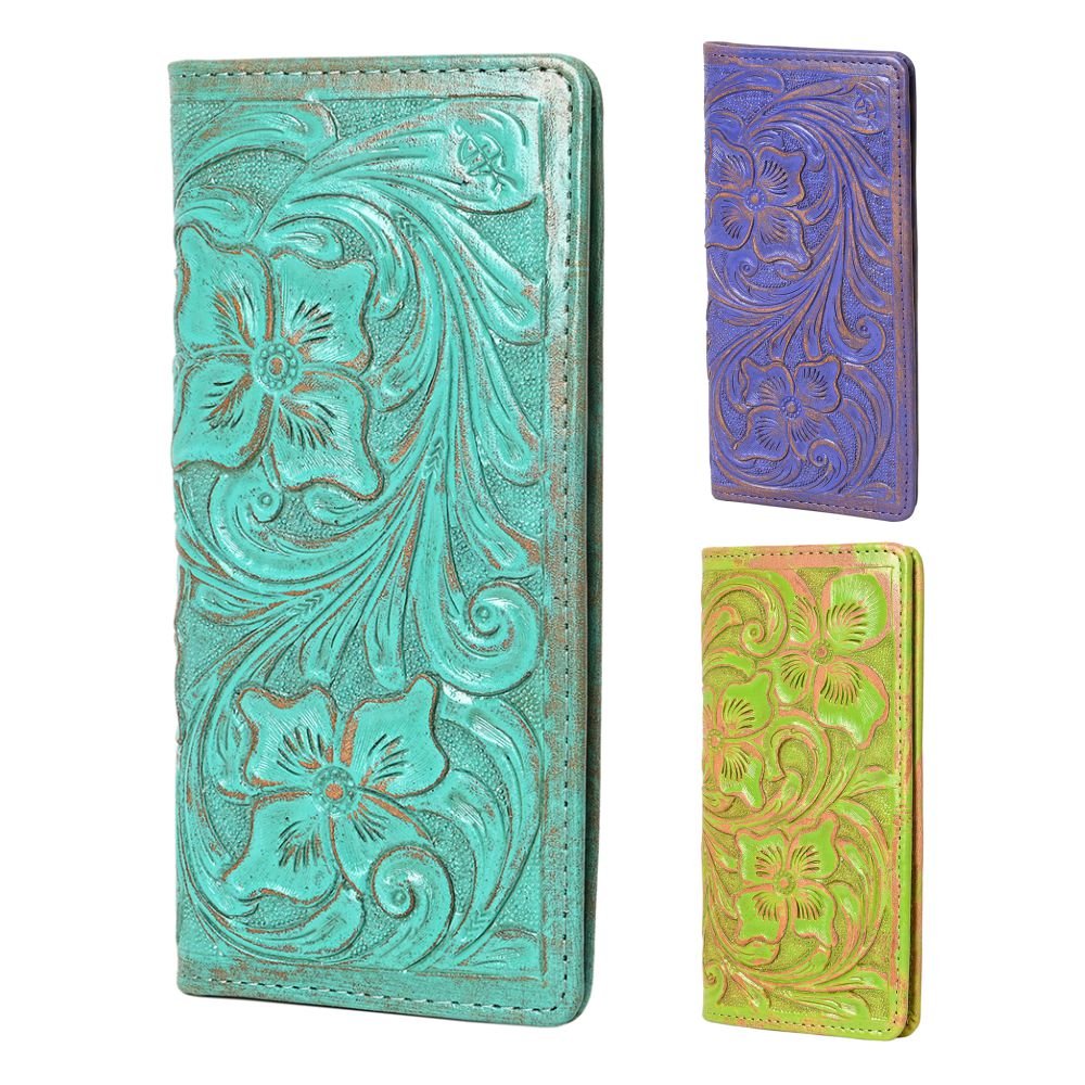 American Darling Clutch Beautifully Hand Tooled Genuine Leather