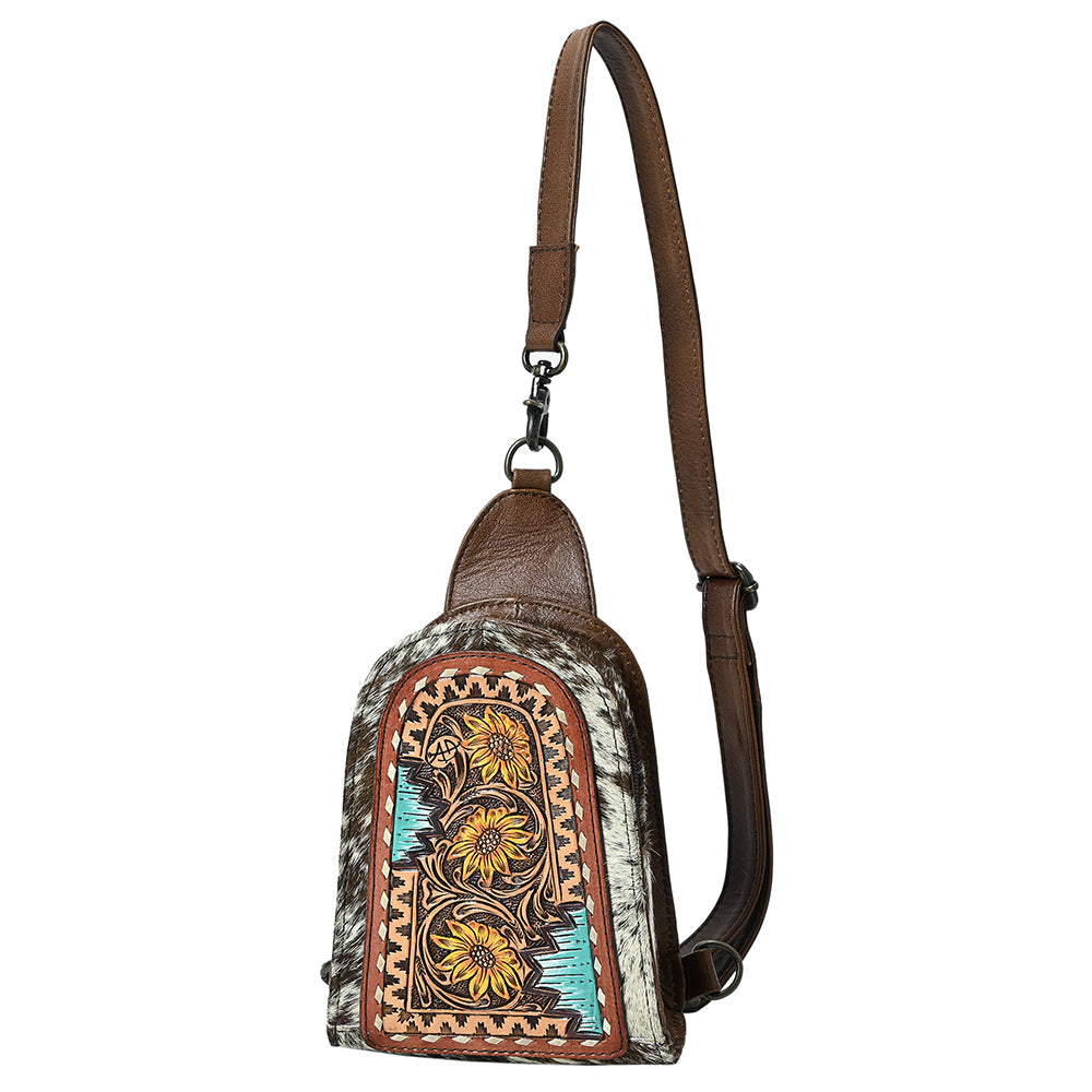 American Darling Sling Beautifully Hand Tooled Hair-On Genuine Leather