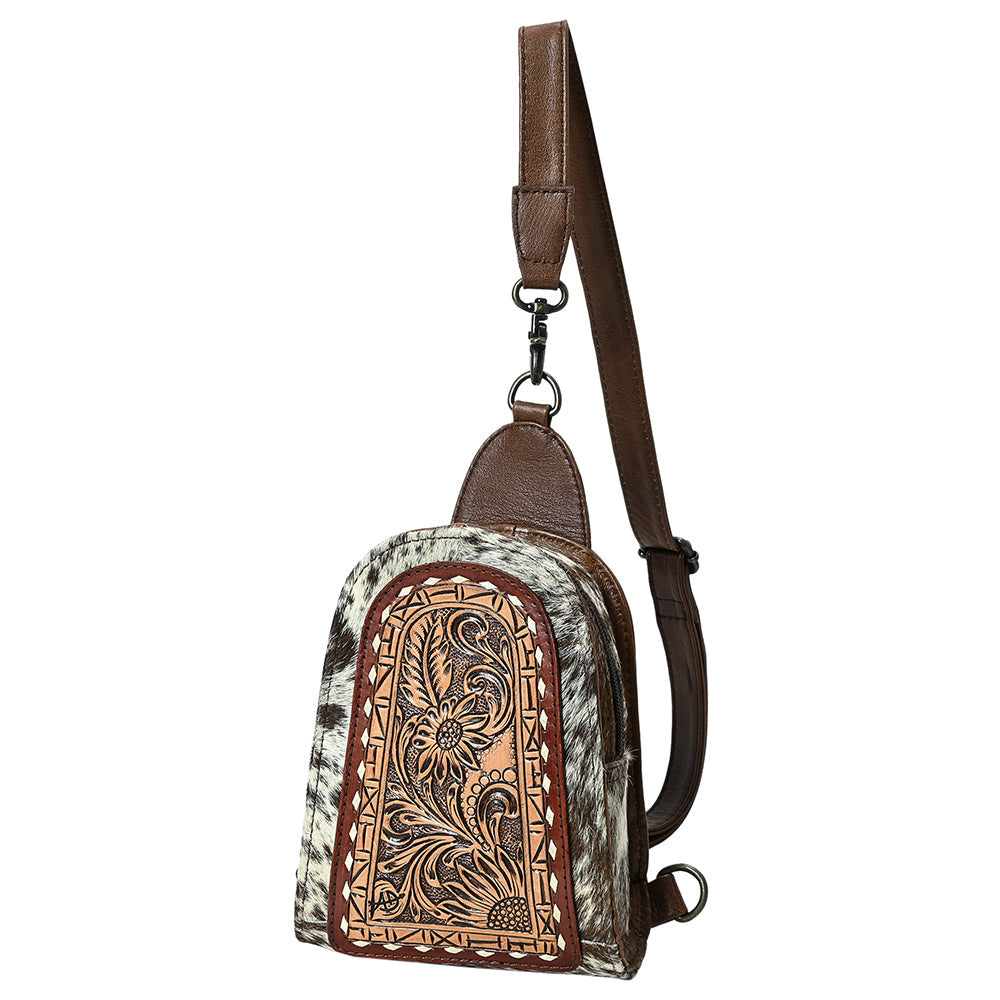 American Darling Sling Beautifully Hand Tooled Hair-On Genuine Leather