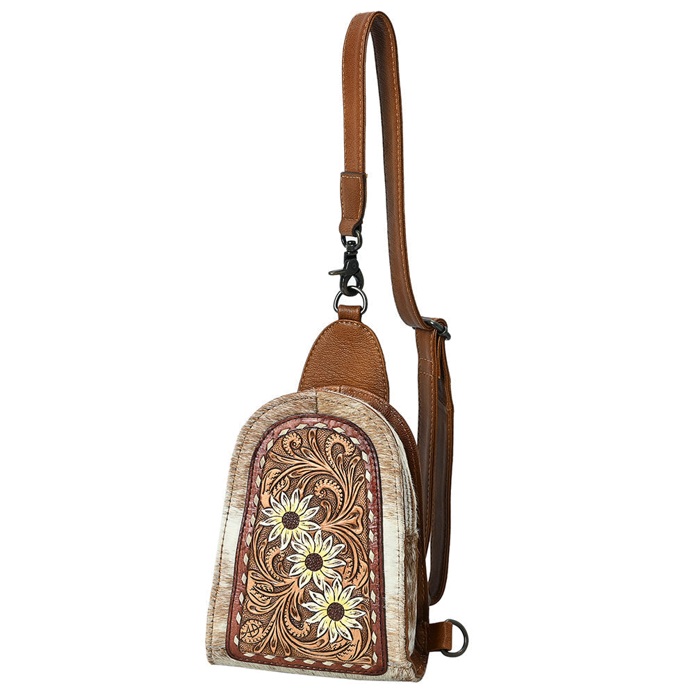 American Darling Sling Beautifully Hand Tooled Hair-On Genuine Leather