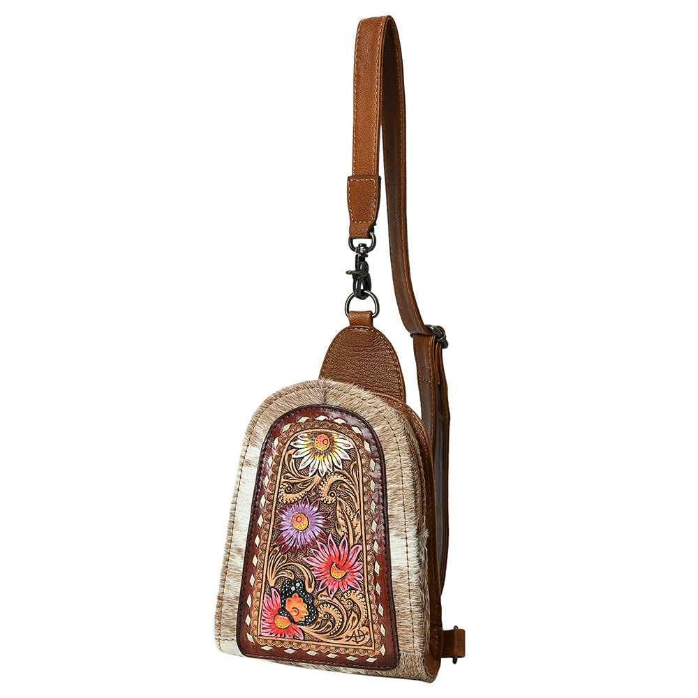 American Darling Sling Beautifully Hand Tooled Hair-On Genuine Leather