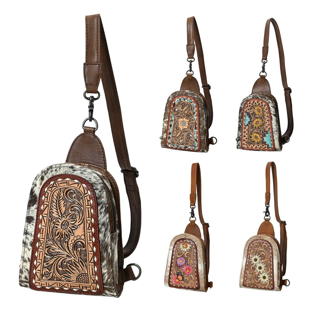 American Darling Sling Beautifully Hand Tooled Hair-On Genuine Leather