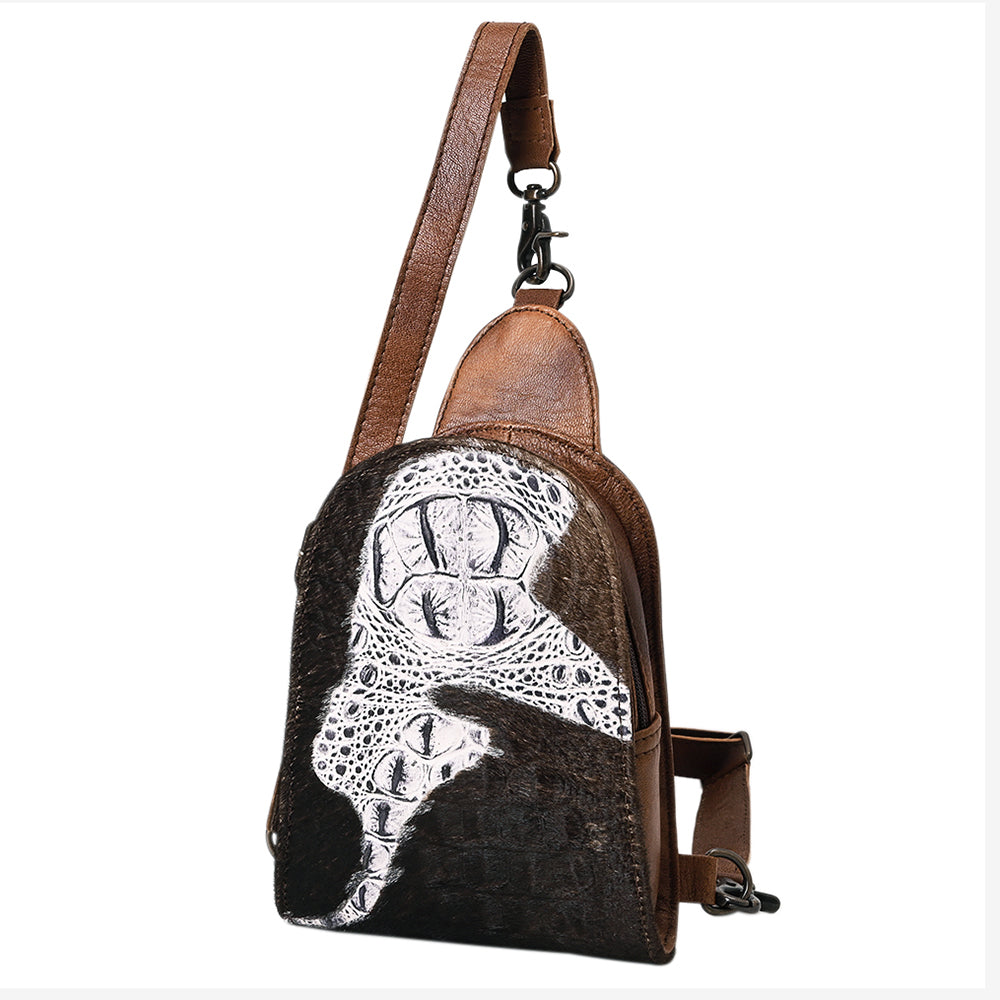 American Darling Sling Hair-On Crocodile embossed Genuine Leather