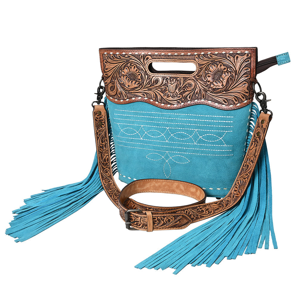 American Darling Crossbody Hand Tooled Genuine Suede Leather