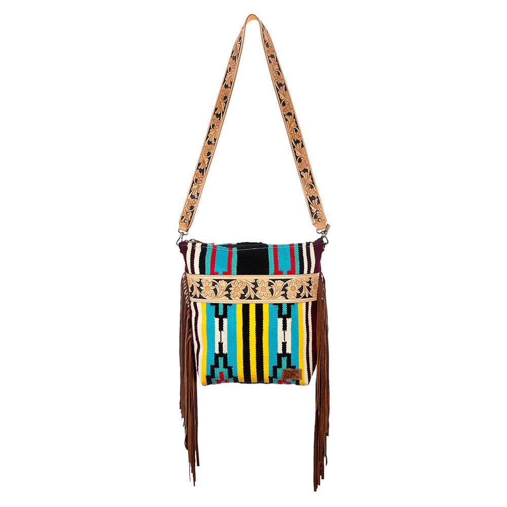 American Darling Large Crossbody Hand Tooled Saddle Blanket Genuine Leather