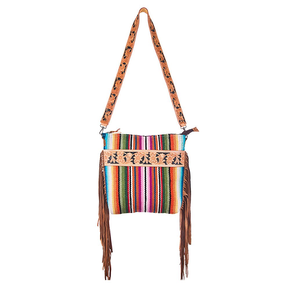 American Darling Large Crossbody Hand Tooled Saddle Blanket Genuine Leather