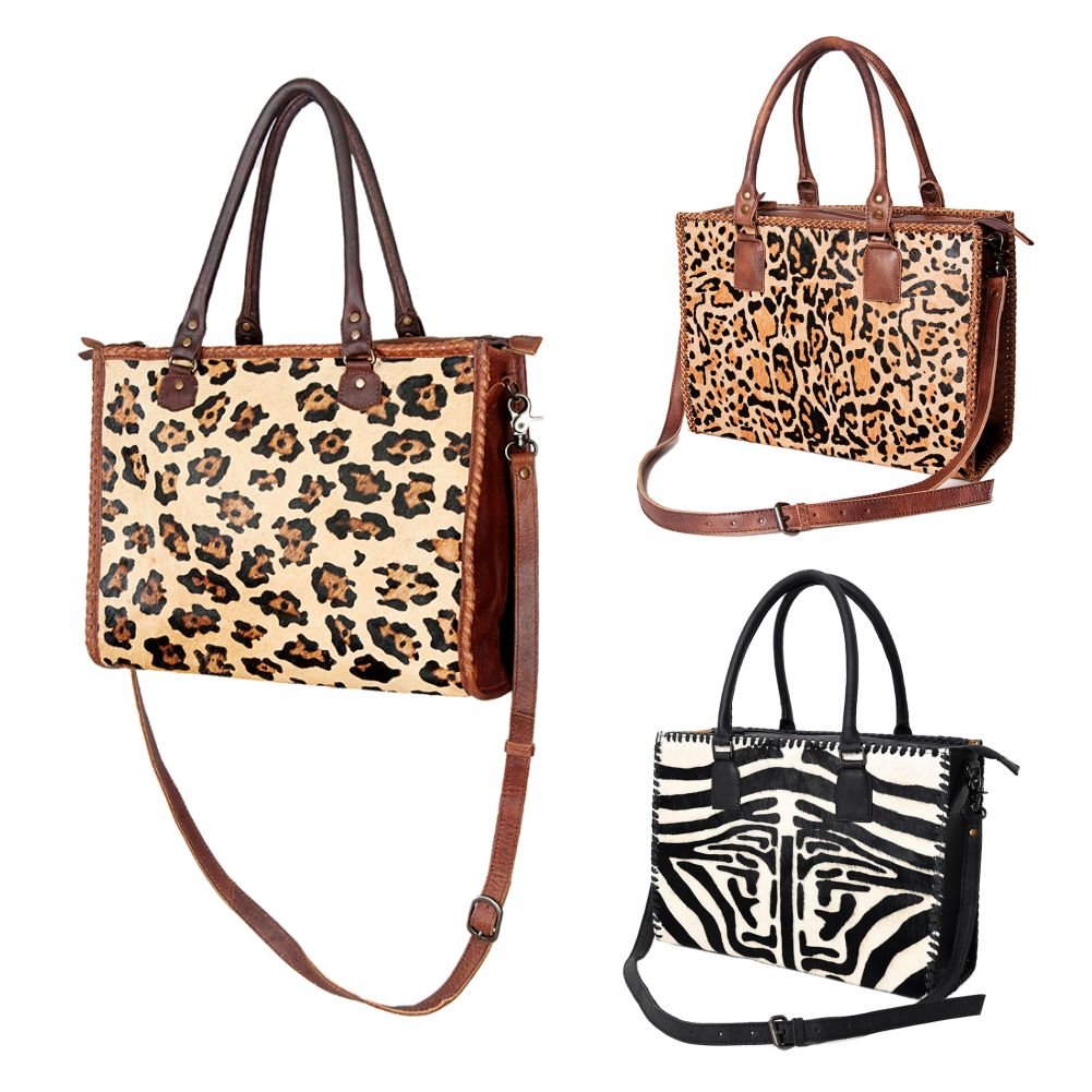 American Darling Briefcase Hair-On Genuine Leather